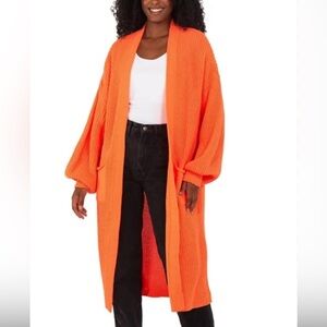 NWOT Free People Women's Orange Knit Sweater Cardigan Size S